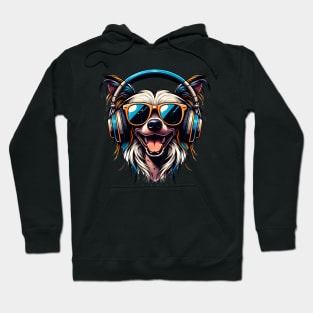 Chinese Crested Smiling DJ: A Musical Canine Portrait Hoodie